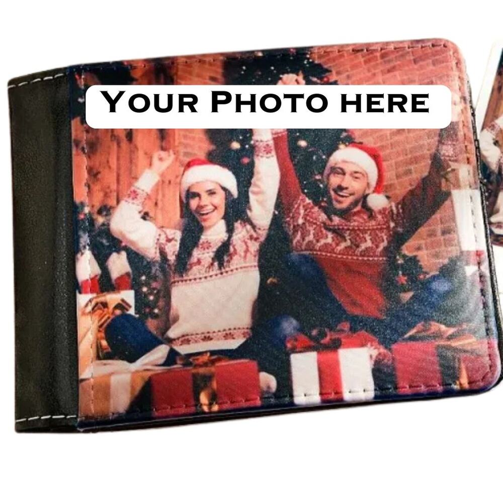Custom Christmas Holiday Family PHOTO Bi-Fold Wallet Gift